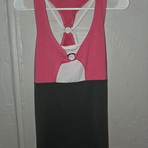 Chic Pink and Black and White Women's Tank Top